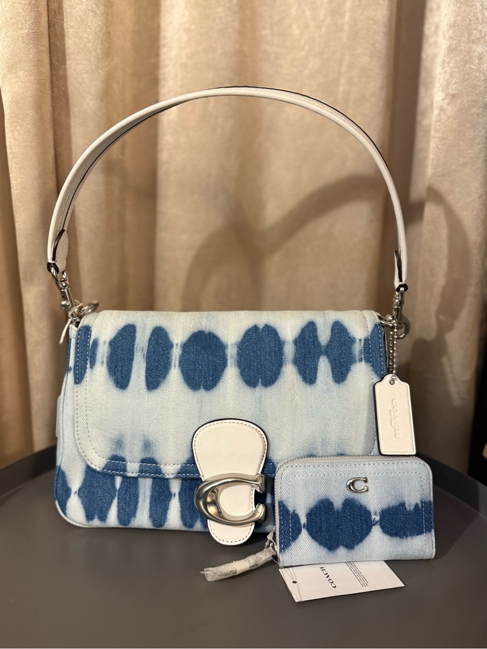 Coach Tie Dye Denim Tabby and matching wallet